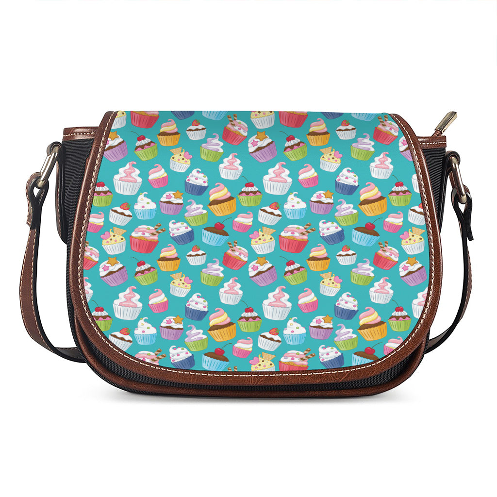 Cartoon Cupcake Pattern Print Saddle Bag