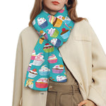 Cartoon Cupcake Pattern Print Scarf
