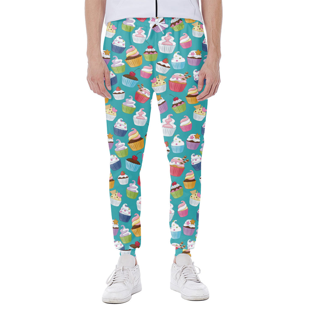 Cartoon Cupcake Pattern Print Scuba Joggers