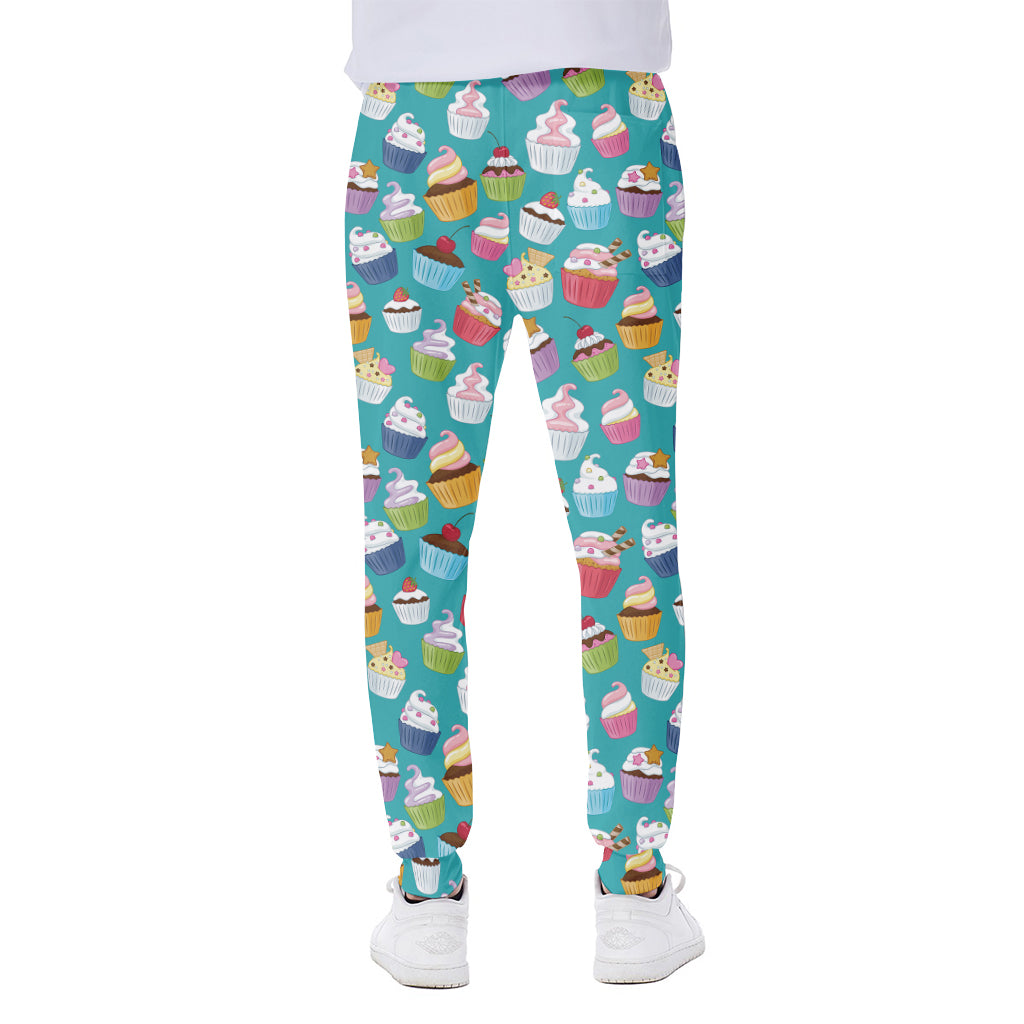 Cartoon Cupcake Pattern Print Scuba Joggers