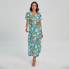 Cartoon Cupcake Pattern Print Short Sleeve Maxi Dress