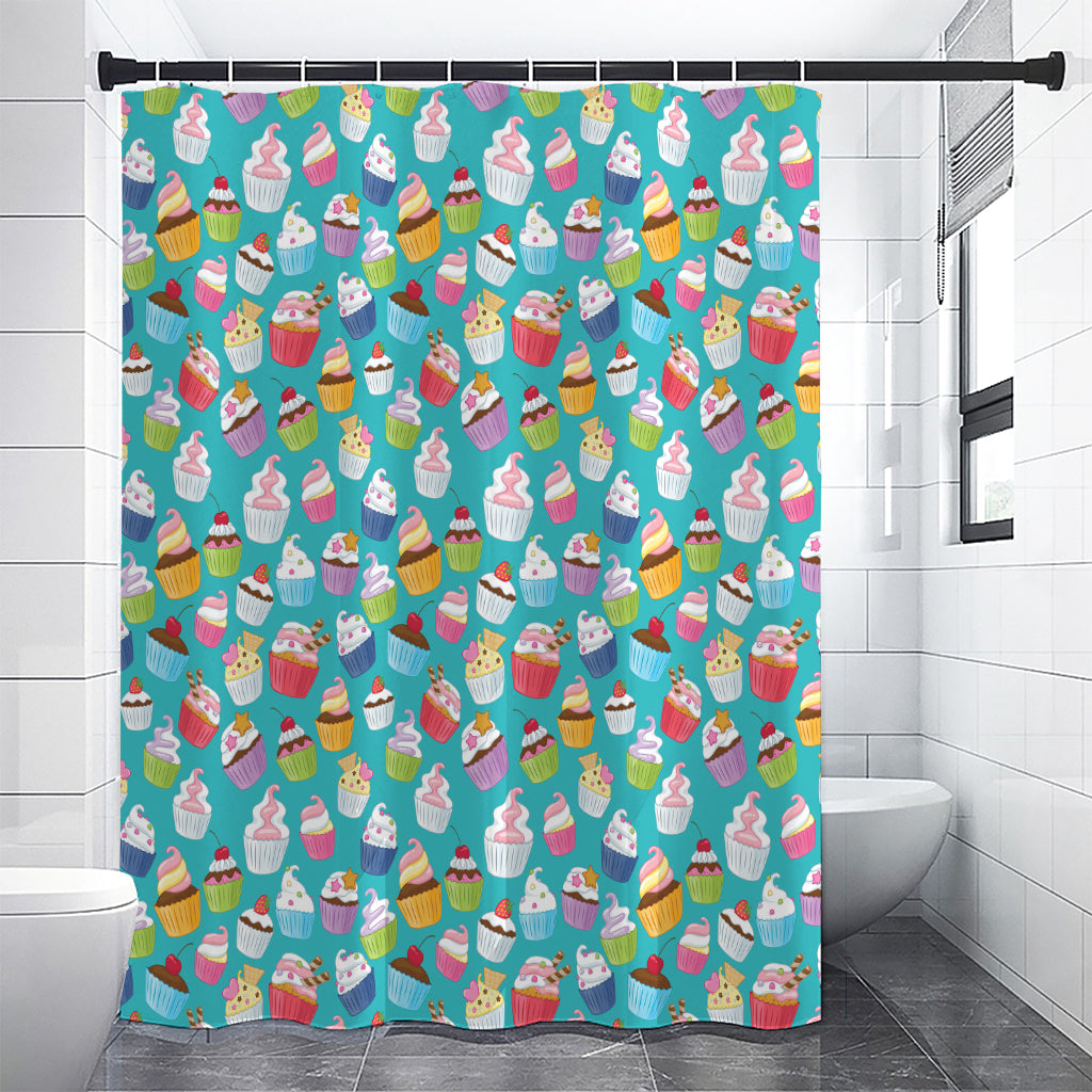 Cartoon Cupcake Pattern Print Shower Curtain