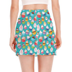 Cartoon Cupcake Pattern Print Side Slit Mini Skirt