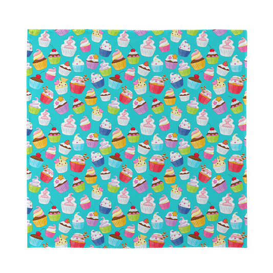 Cartoon Cupcake Pattern Print Silk Bandana