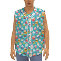 Cartoon Cupcake Pattern Print Sleeveless Baseball Jersey