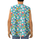 Cartoon Cupcake Pattern Print Sleeveless Baseball Jersey