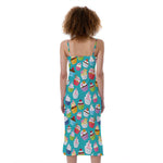 Cartoon Cupcake Pattern Print Slim Fit Midi Cami Dress