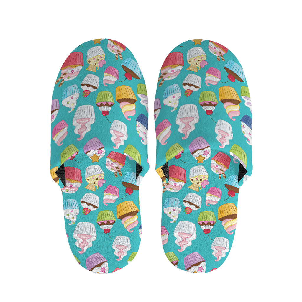 Cartoon Cupcake Pattern Print Slippers