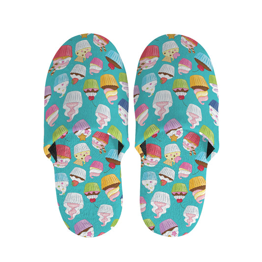 Cartoon Cupcake Pattern Print Slippers