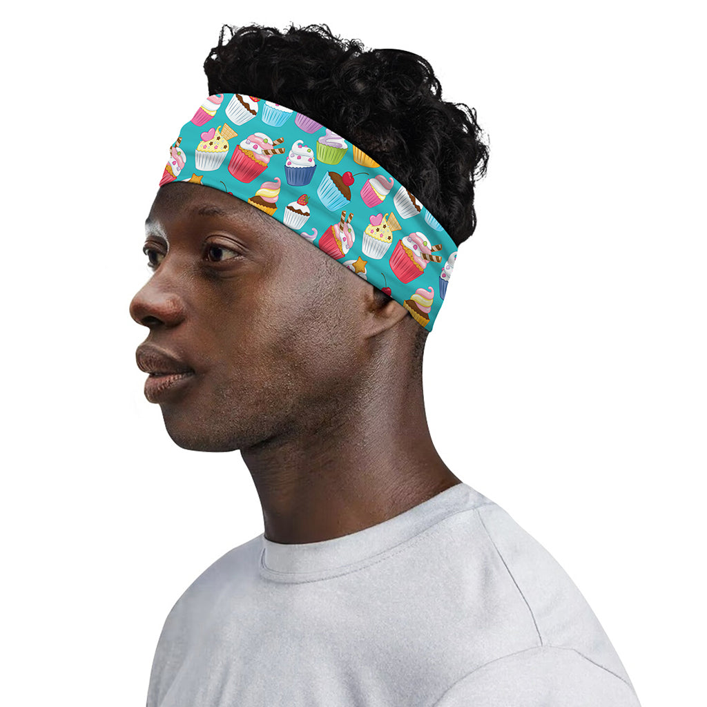 Cartoon Cupcake Pattern Print Sports Headband