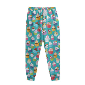 Cartoon Cupcake Pattern Print Sweatpants