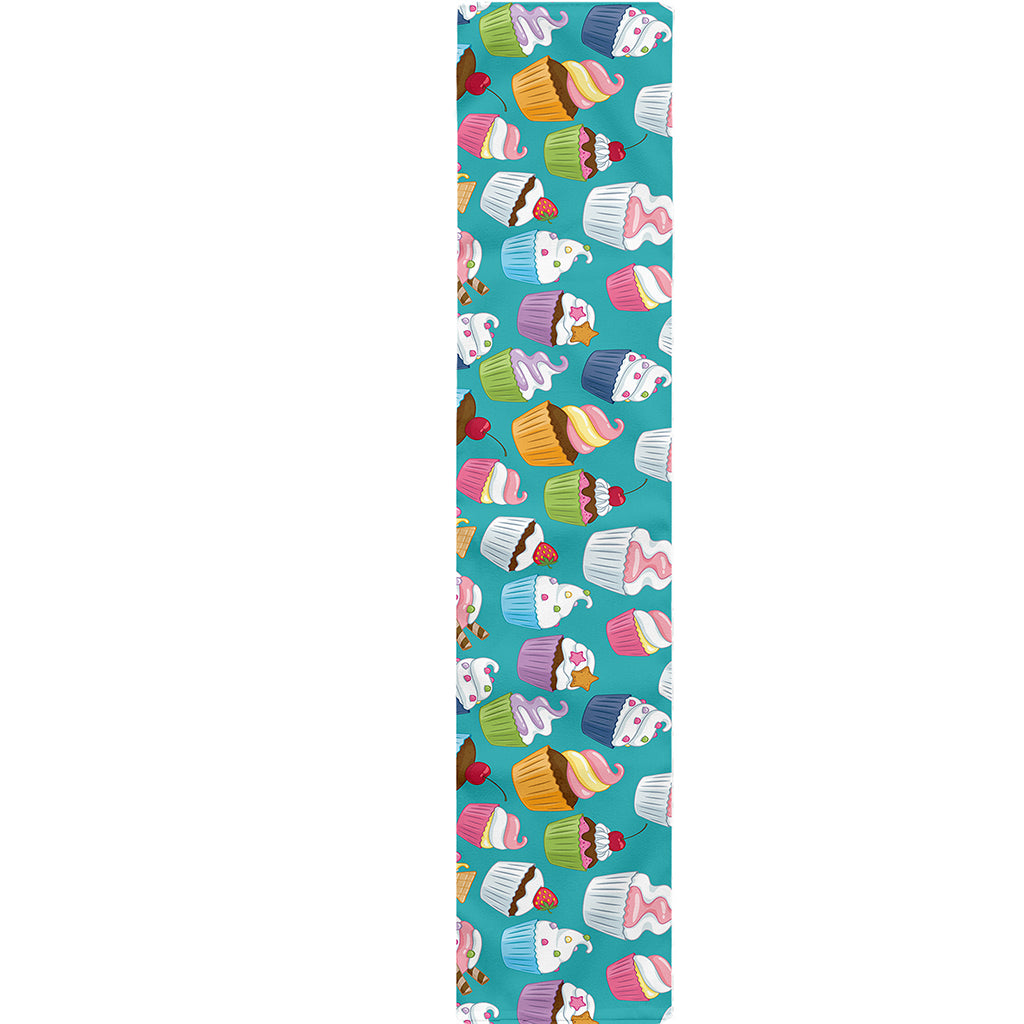 Cartoon Cupcake Pattern Print Table Runner