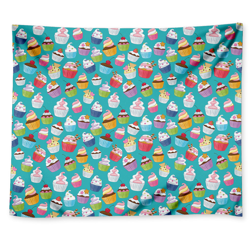 Cartoon Cupcake Pattern Print Tapestry