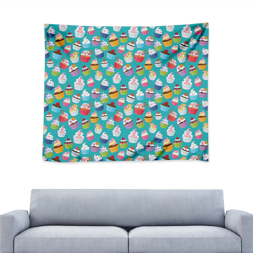 Cartoon Cupcake Pattern Print Tapestry
