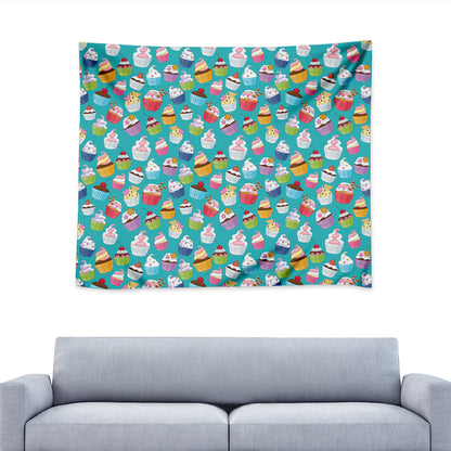 Cartoon Cupcake Pattern Print Tapestry