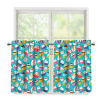 Cartoon Cupcake Pattern Print Tier Curtains