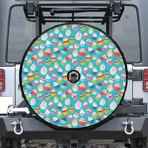 Cartoon Cupcake Pattern Print Tire Cover With Camera Hole