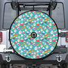 Cartoon Cupcake Pattern Print Tire Cover With Camera Hole