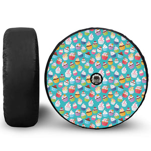 Cartoon Cupcake Pattern Print Tire Cover With Camera Hole