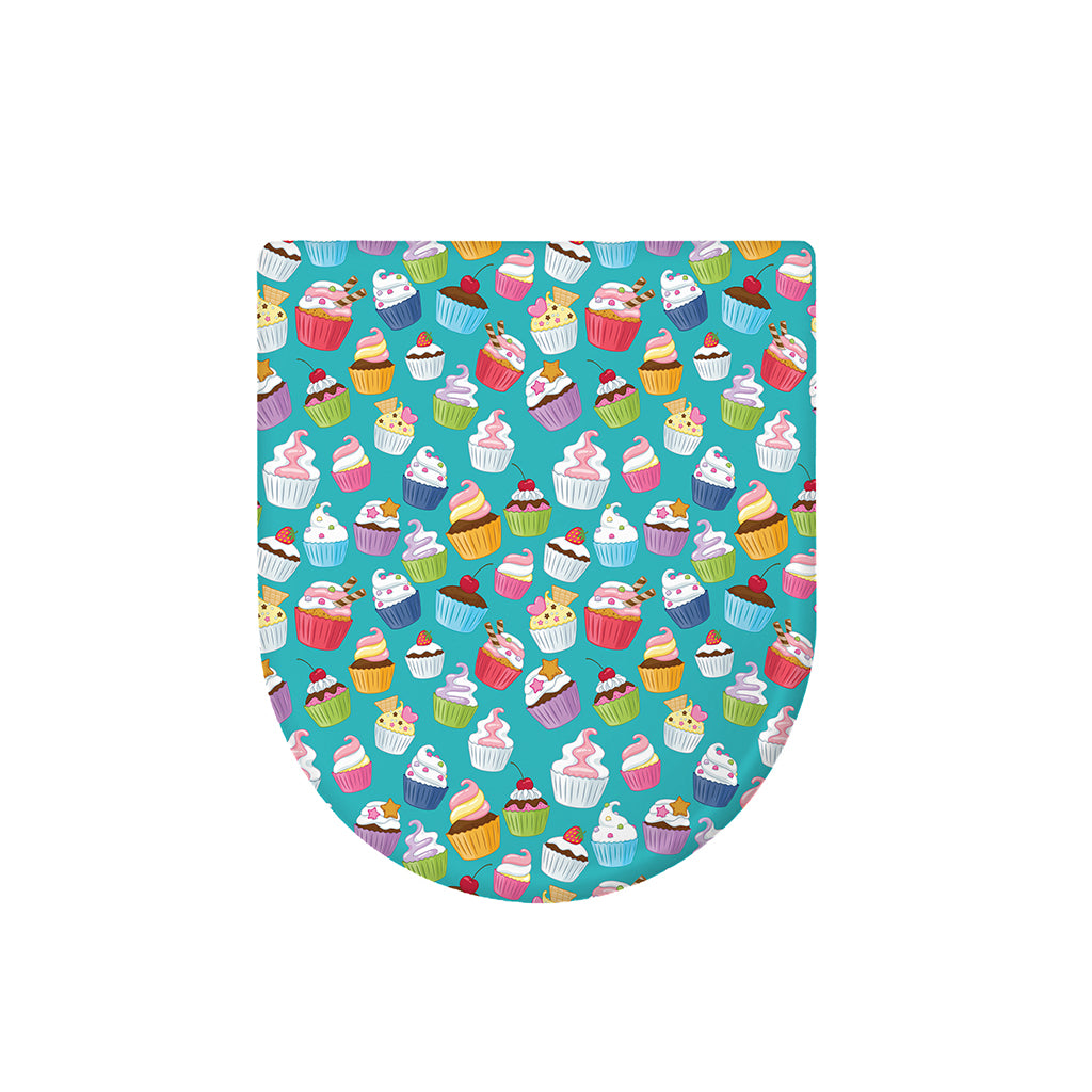 Cartoon Cupcake Pattern Print Toilet Lid Cover