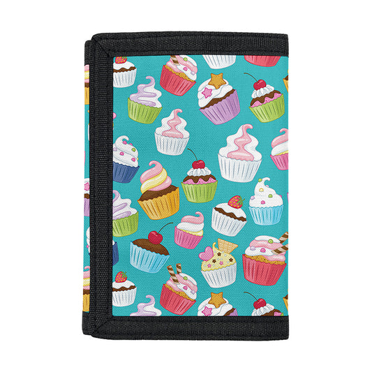 Cartoon Cupcake Pattern Print Trifold Wallet