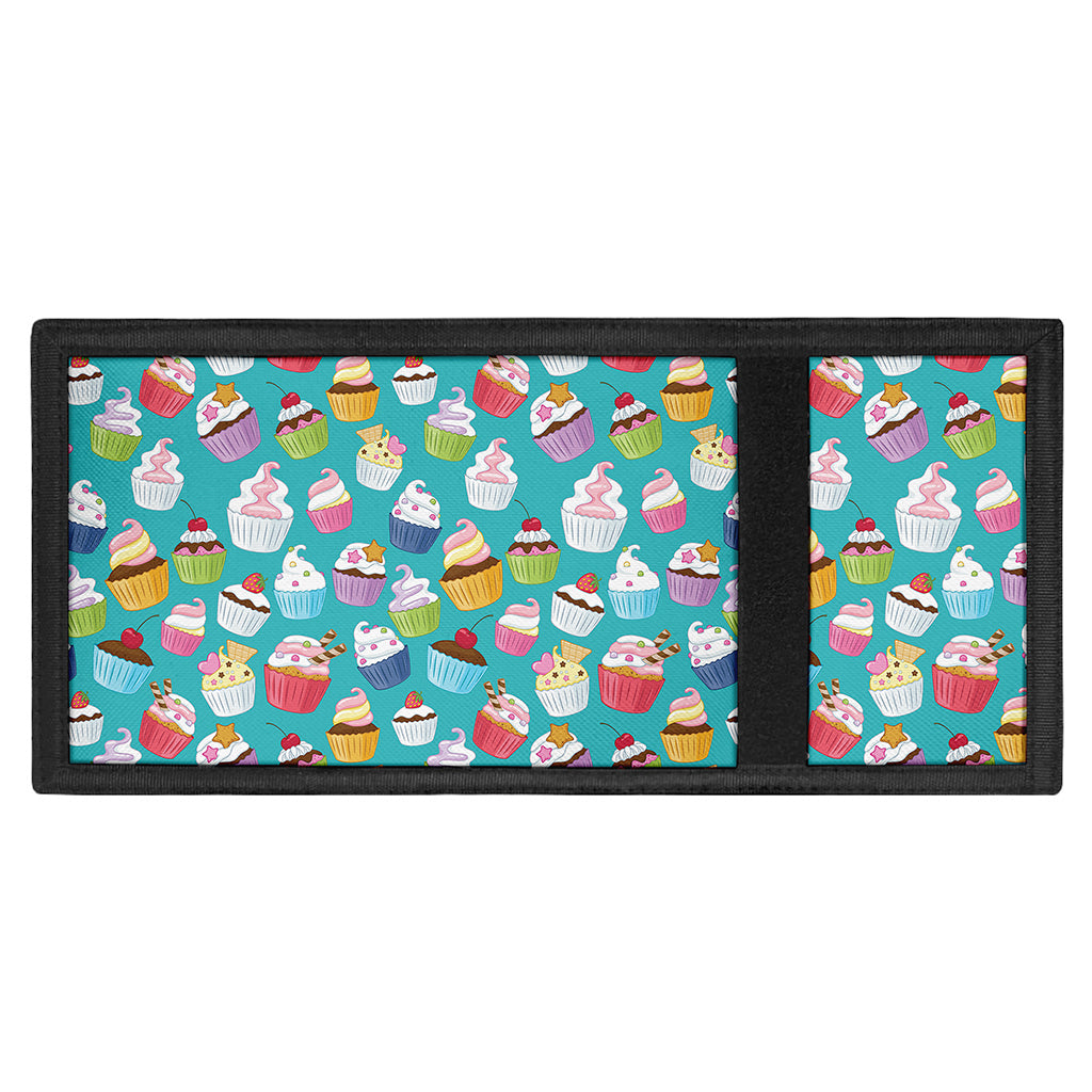 Cartoon Cupcake Pattern Print Trifold Wallet