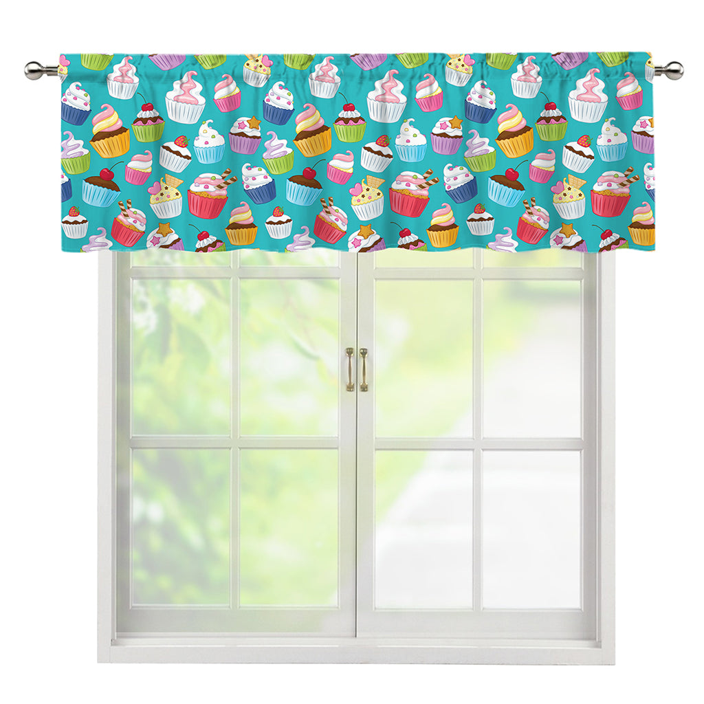Cartoon Cupcake Pattern Print Window Valance