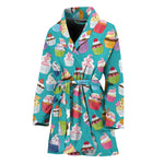 Cartoon Cupcake Pattern Print Women's Bathrobe