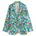Cartoon Cupcake Pattern Print Women's Blazer