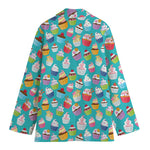 Cartoon Cupcake Pattern Print Women's Blazer