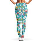 Cartoon Cupcake Pattern Print Women's Leggings