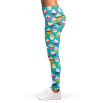 Cartoon Cupcake Pattern Print Women's Leggings