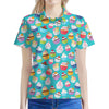 Cartoon Cupcake Pattern Print Women's Polo Shirt