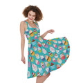 Cartoon Cupcake Pattern Print Sleeveless Knee Length Dress