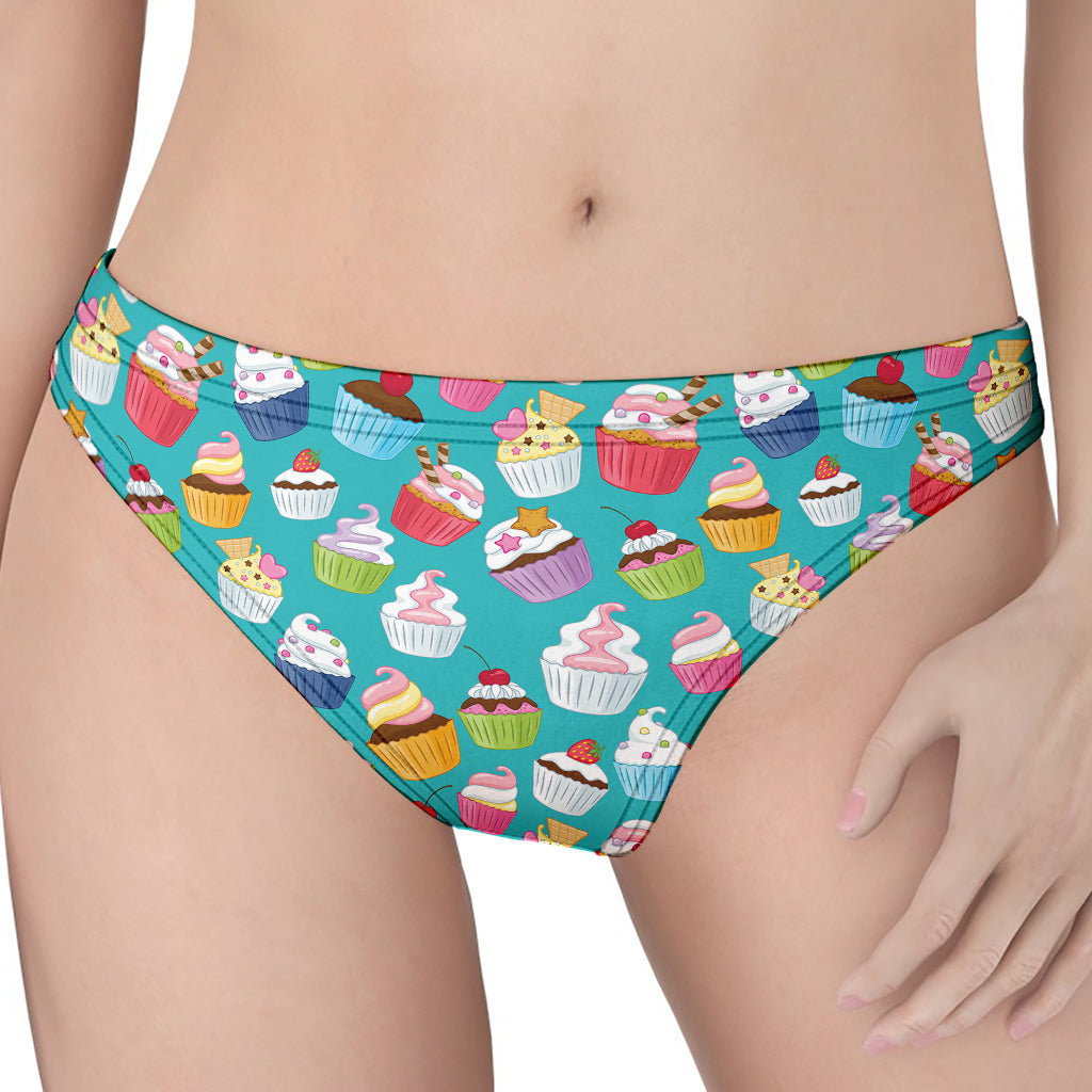 Cartoon Cupcake Pattern Print Women's Thong