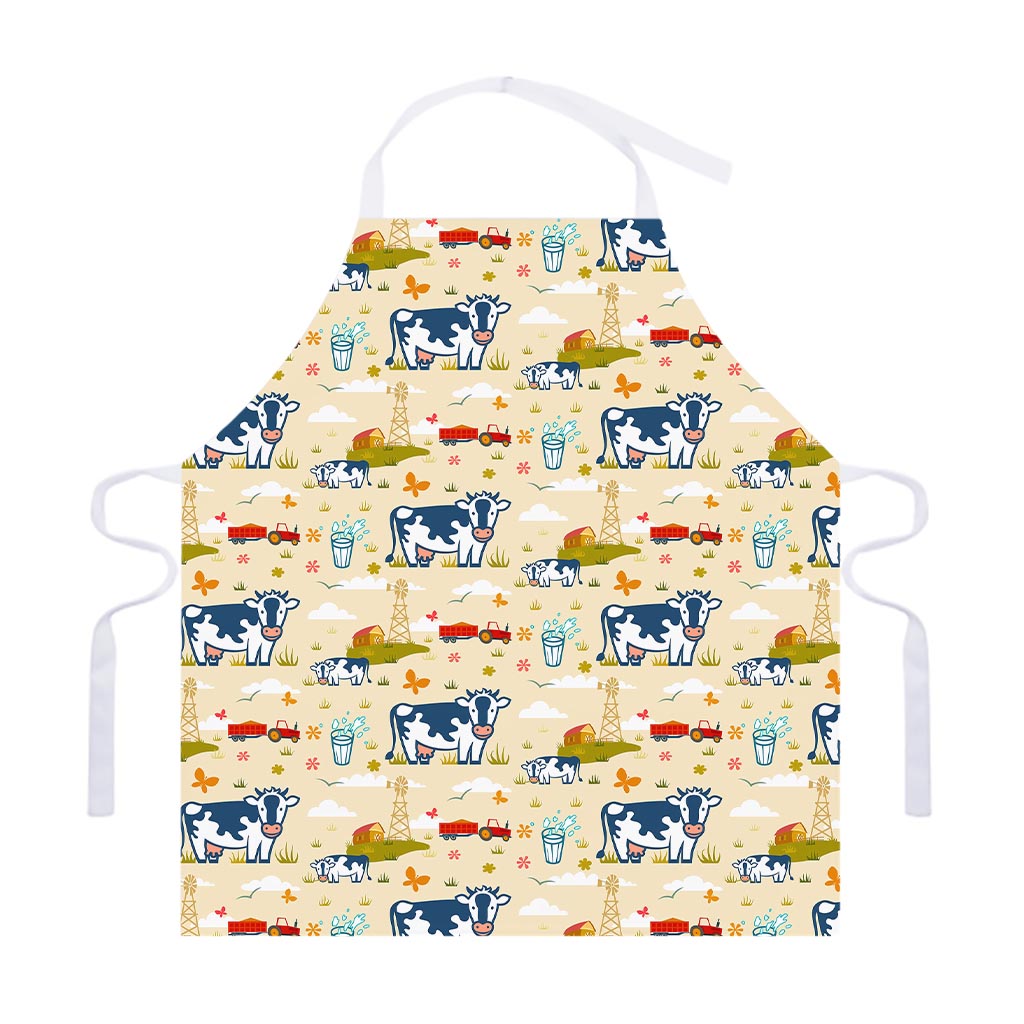 Cartoon Dairy Cow Farm Pattern Print Adjustable Apron