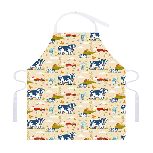 Cartoon Dairy Cow Farm Pattern Print Adjustable Apron