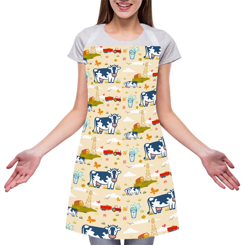 Cartoon Dairy Cow Farm Pattern Print Adjustable Apron