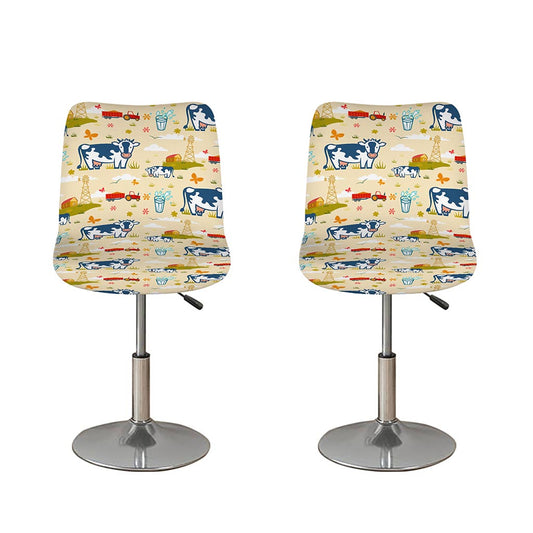 Cartoon Dairy Cow Farm Pattern Print Bar Stool Covers