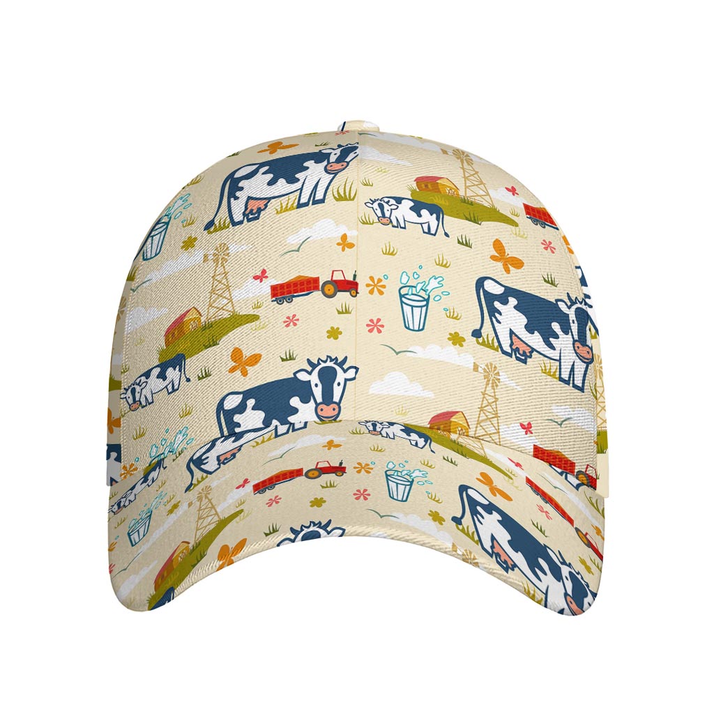 Cartoon Dairy Cow Farm Pattern Print Baseball Cap