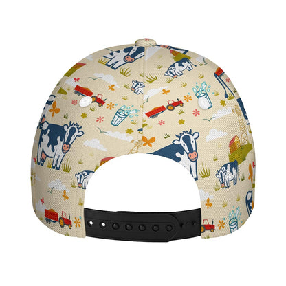 Cartoon Dairy Cow Farm Pattern Print Baseball Cap