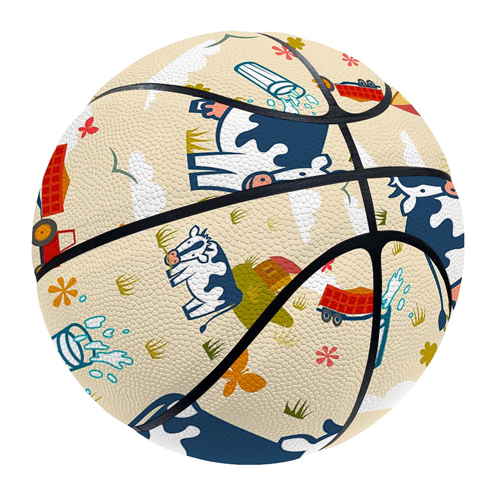 Cartoon Dairy Cow Farm Pattern Print Basketball