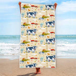 Cartoon Dairy Cow Farm Pattern Print Beach Towel