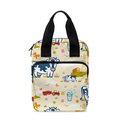 Cartoon Dairy Cow Farm Pattern Print Bible Tote Bag