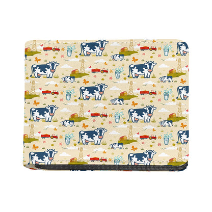 Cartoon Dairy Cow Farm Pattern Print Bifold Wallet