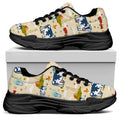Cartoon Dairy Cow Farm Pattern Print Black Chunky Shoes