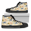 Cartoon Dairy Cow Farm Pattern Print Black High Top Sneakers