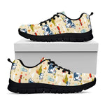Cartoon Dairy Cow Farm Pattern Print Black Running Shoes