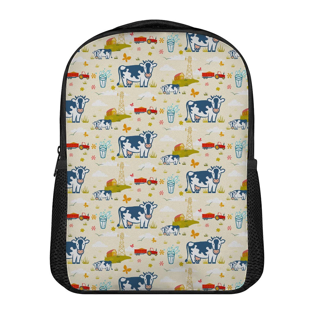 Cartoon Dairy Cow Farm Pattern Print Casual Backpack