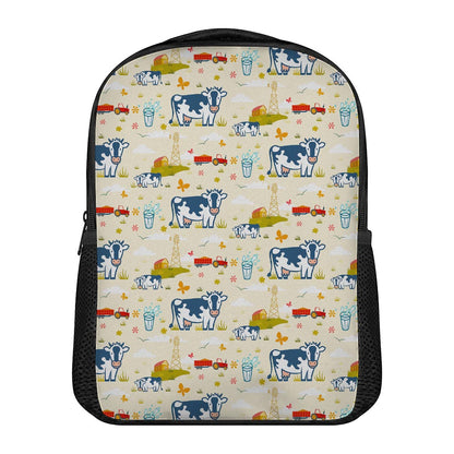 Cartoon Dairy Cow Farm Pattern Print Casual Backpack